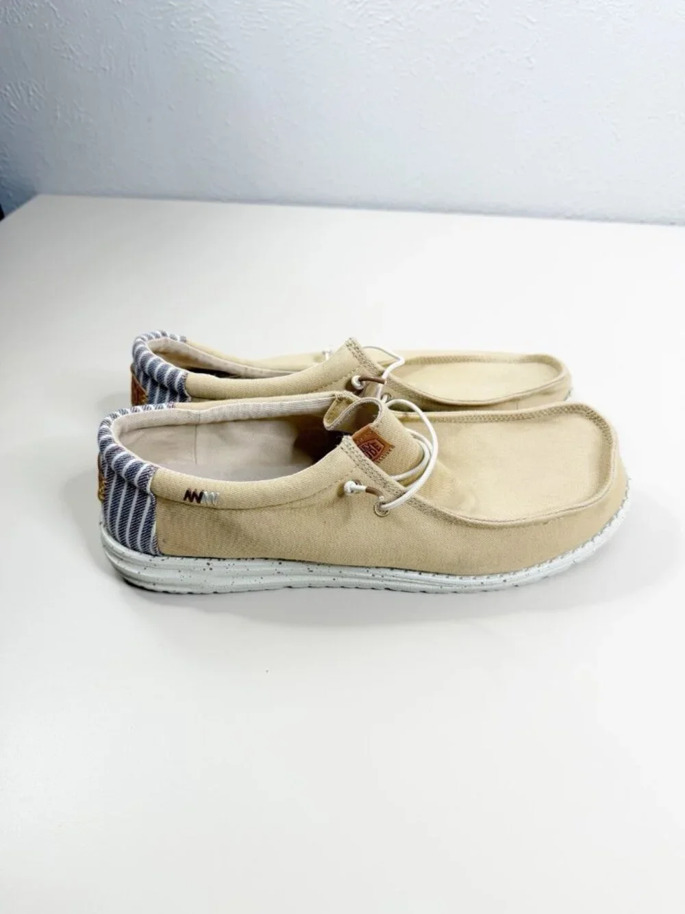 Hey Dude Men's 13 Wally Workwear Tan Slip-on Shoes Loafers EUC